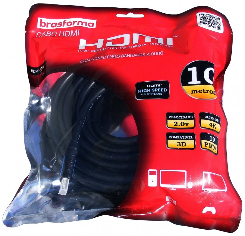 przewód kabel HDMI 10m fullHD złote wtyki EAN (GTIN) 5903802612585