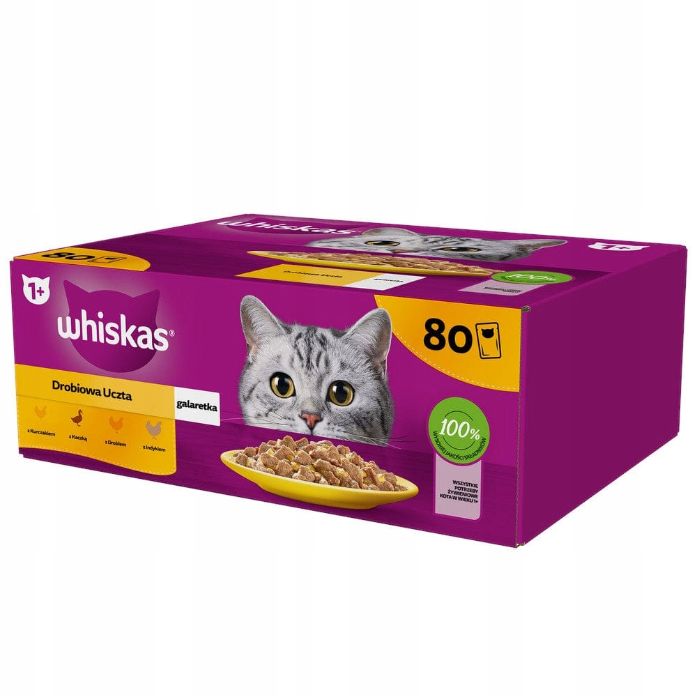 Levně Krmivo mokré pro kočky Whiskas Drůbež v omáčce Želé Mix 80x85 g