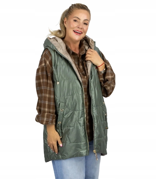 Dlouhá dámská vesta jarní vesta Plus Size 3XL
