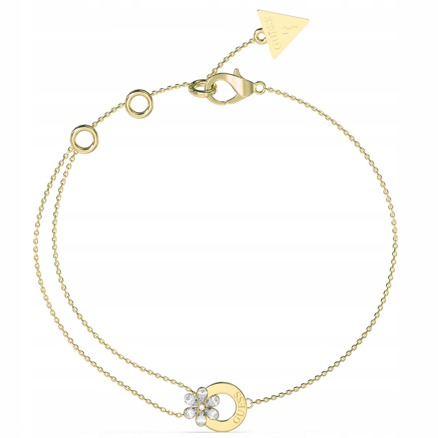 Dámský zlatý náramek Guess zirkon s květinou