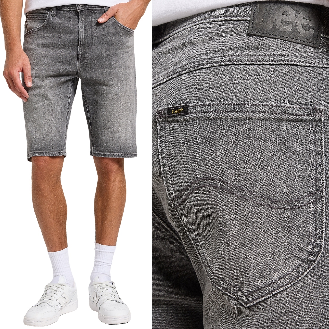 Lee 5 Pocket Short Washed Grey szare krótkie spodenki jeansowe szorty W32