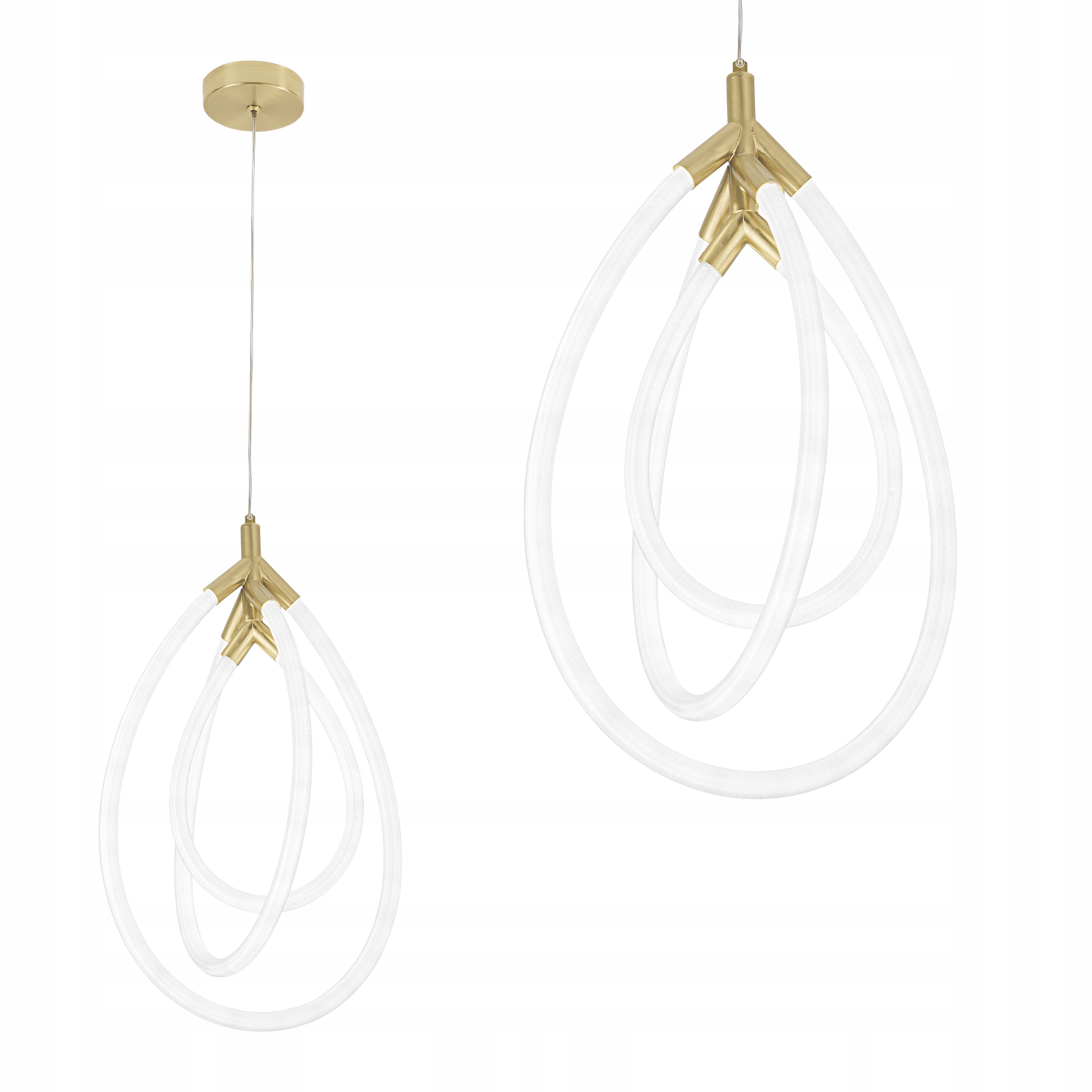 Závesná Led lampa Biele Oválne krúžky Zlatý Ring Dizajnový strop