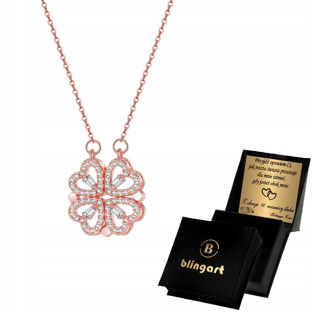 Dámský stříbrný náhrdelník 2v1 magnetický Jetel Srdce stříbro 925