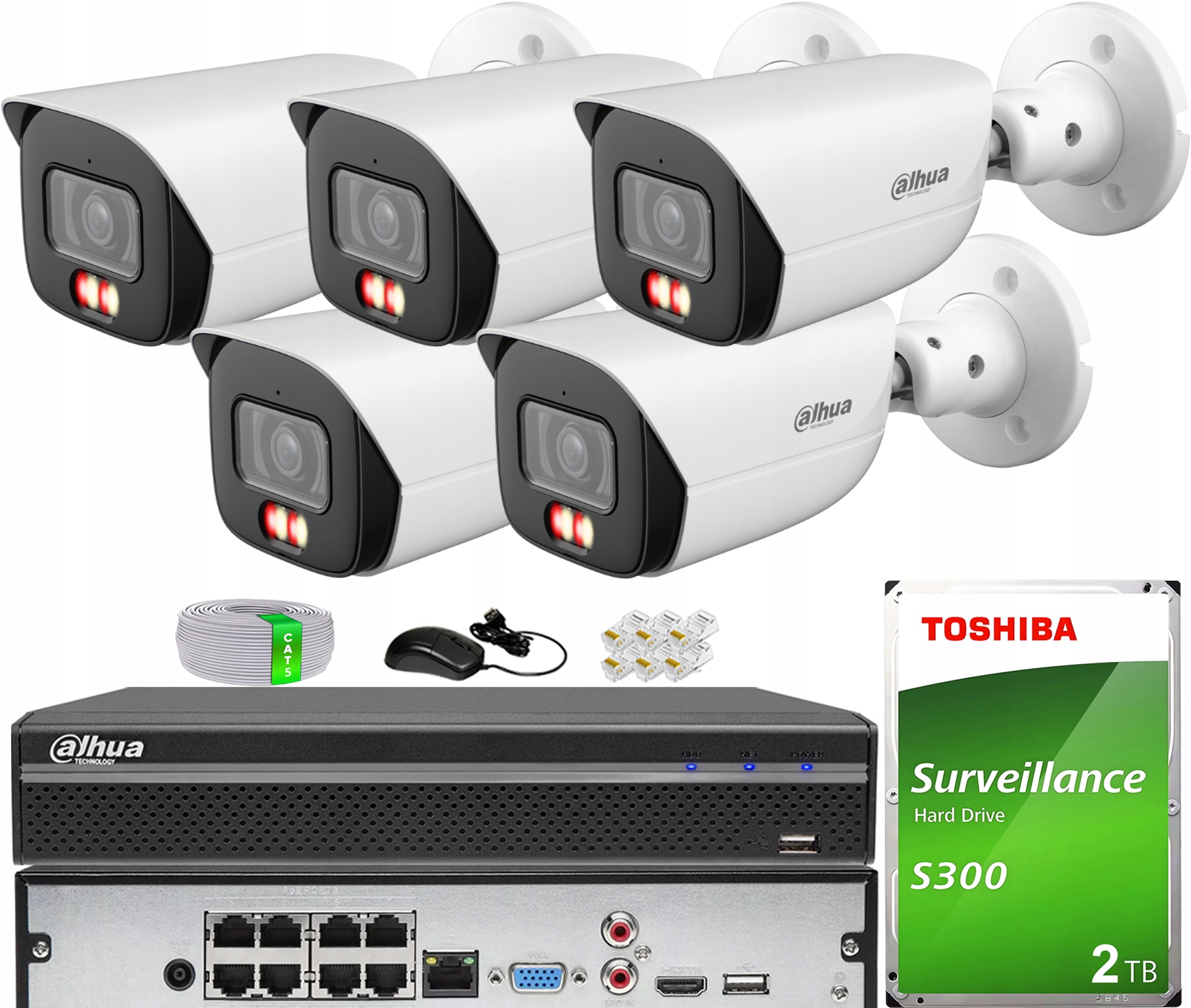 Sada monitorování Ip PoE 5 kamer IPC-HFW3649E-S-IL WizSense Dahua