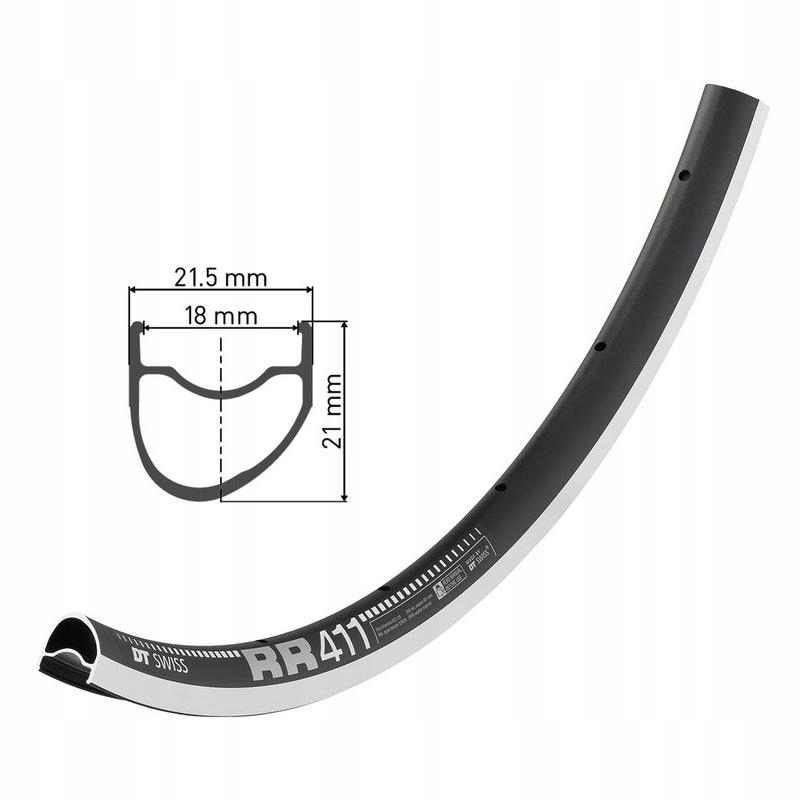 Dt Swiss Ráfek Rr 411 Asymetric černá 622-18 24 děr V-brzdy (28)