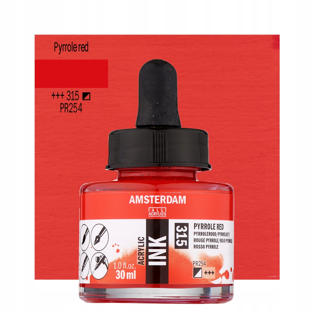 AMSTERDAM AKRYLOVÝ ATRAMENT 30 ml - PYRROLE ČERVENÝ