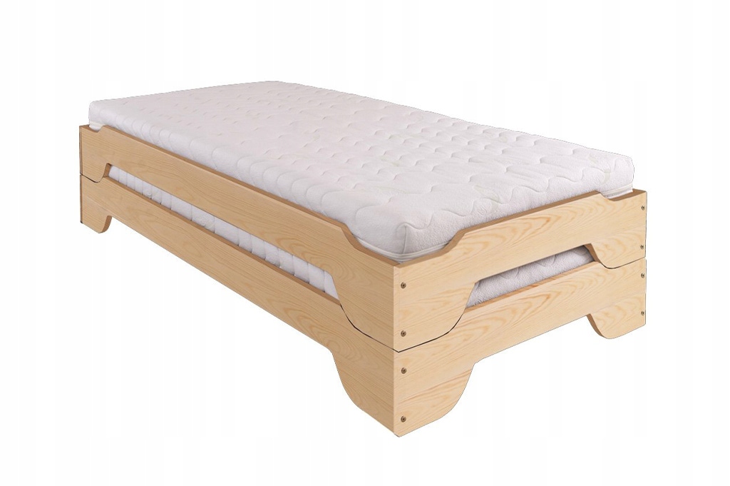 

Łóżko sosnowe Cnc 90x200, gęsty stelaż Sztaplowane