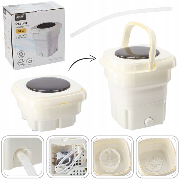 Pralka Turystyczna Przenośna Mobilna Składana Mini 18L Biała 33 x 35 x 39CM