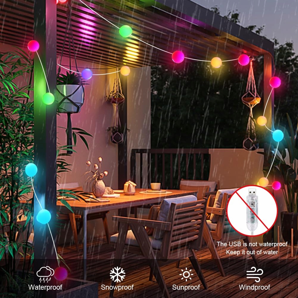 AUAUY Smart LED Kule Lampa 5M 33 LED Zmiana Koloru Pilot Aplikacja Muzyka — miniatura 7