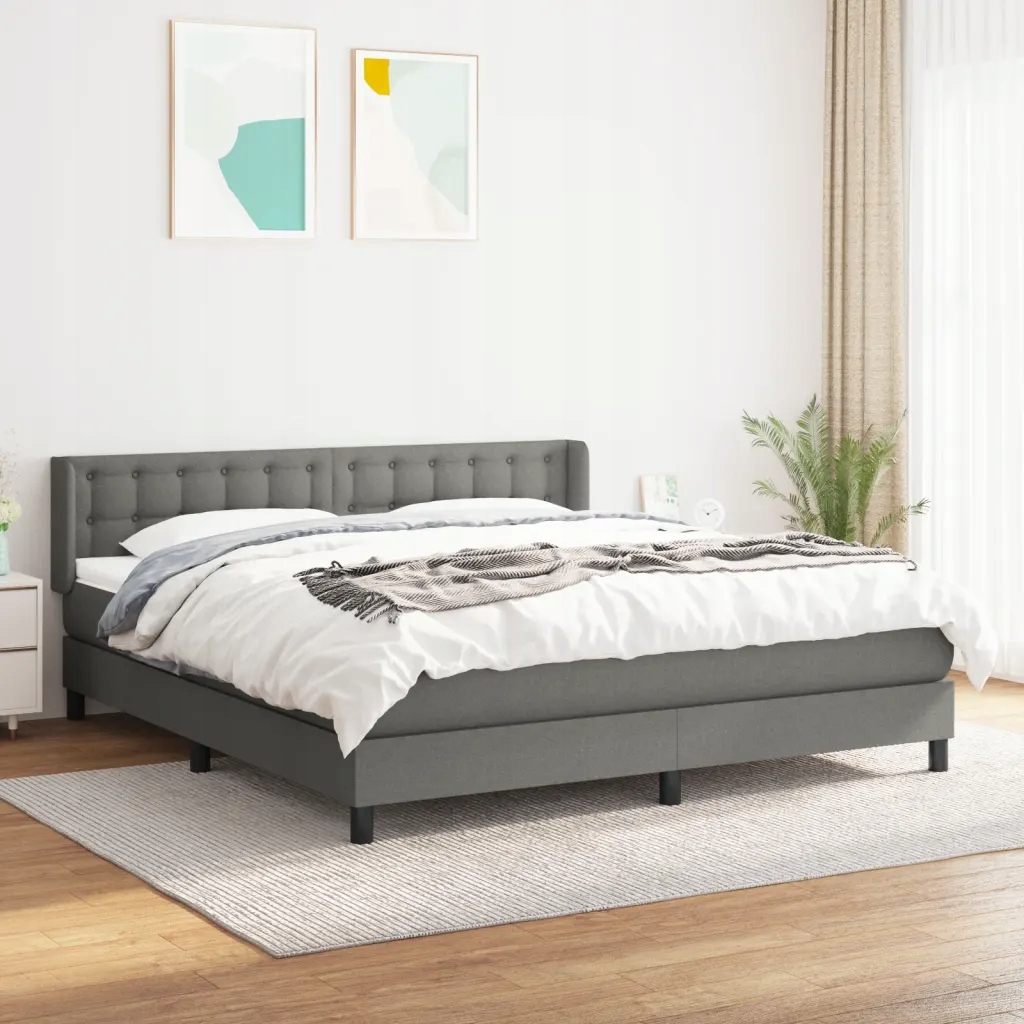 Box spring postel s matrací tmavě šedá 180x200 cm textil Šedá 3130050