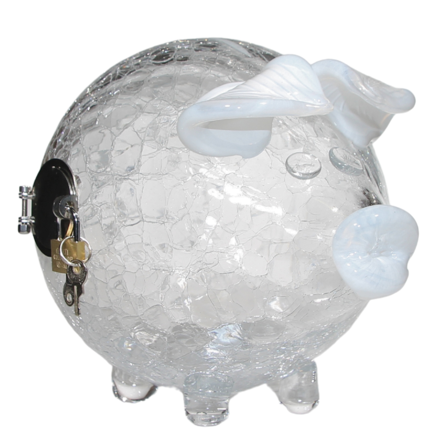 Pokladnička prasátko bílé uši krachla s visacím zámkem Velký dárek trezor bankovka