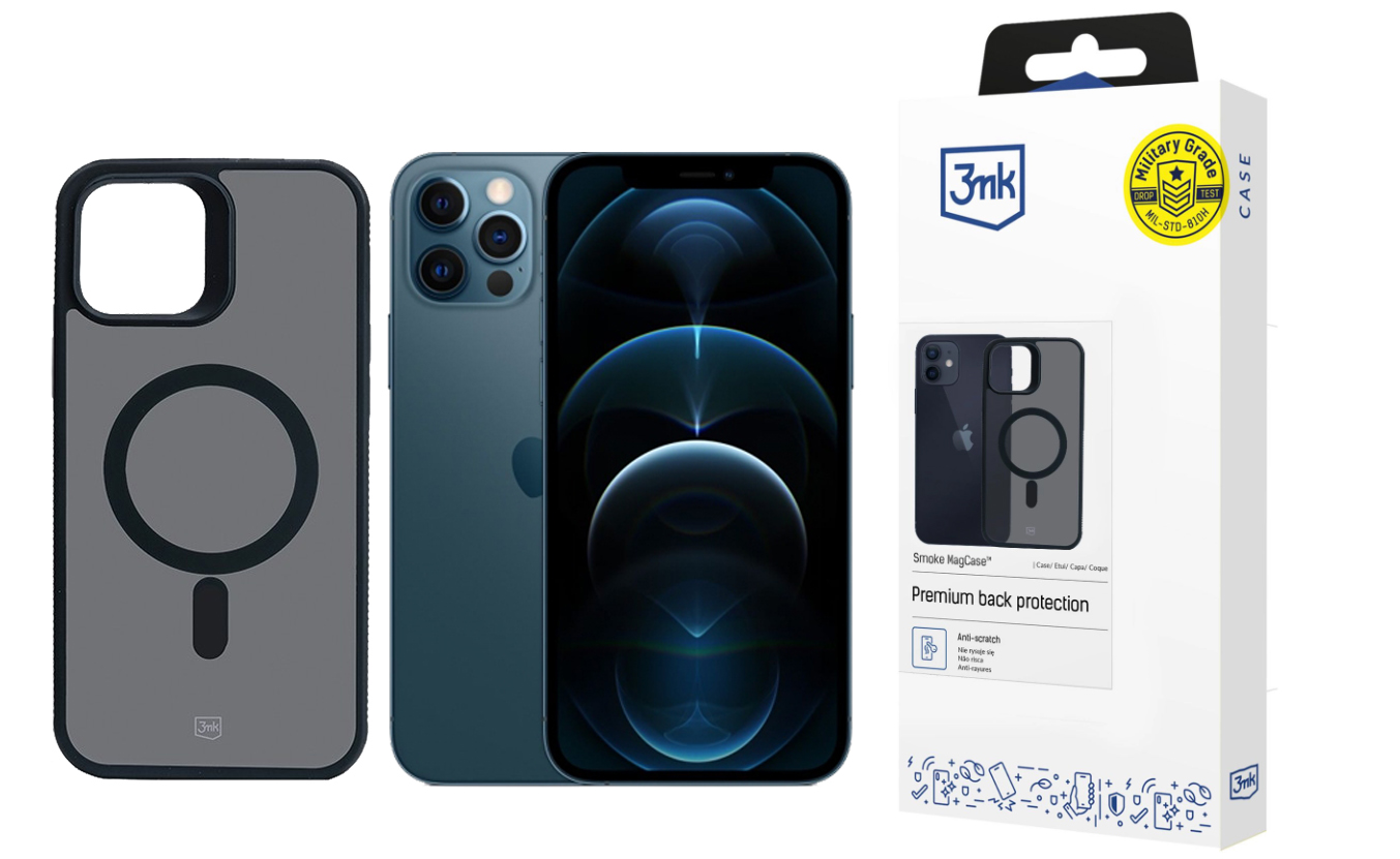 3mk Kouřový kouř MagCase pro iPhone 12/12 Pro, černý, indukční