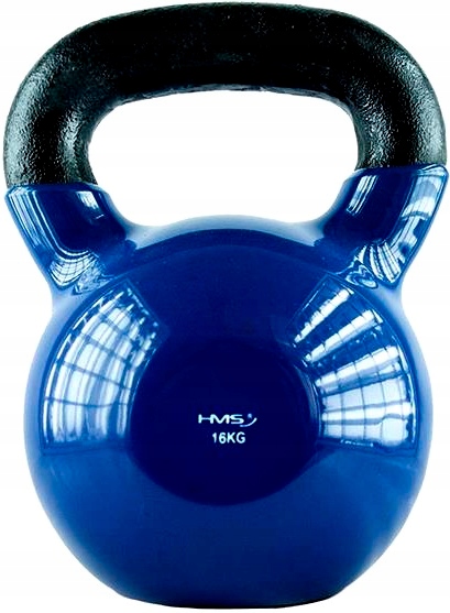 Niebieski kettlebell żeliwny pokryty winylem 16 kg Hms ciężarek do treningu