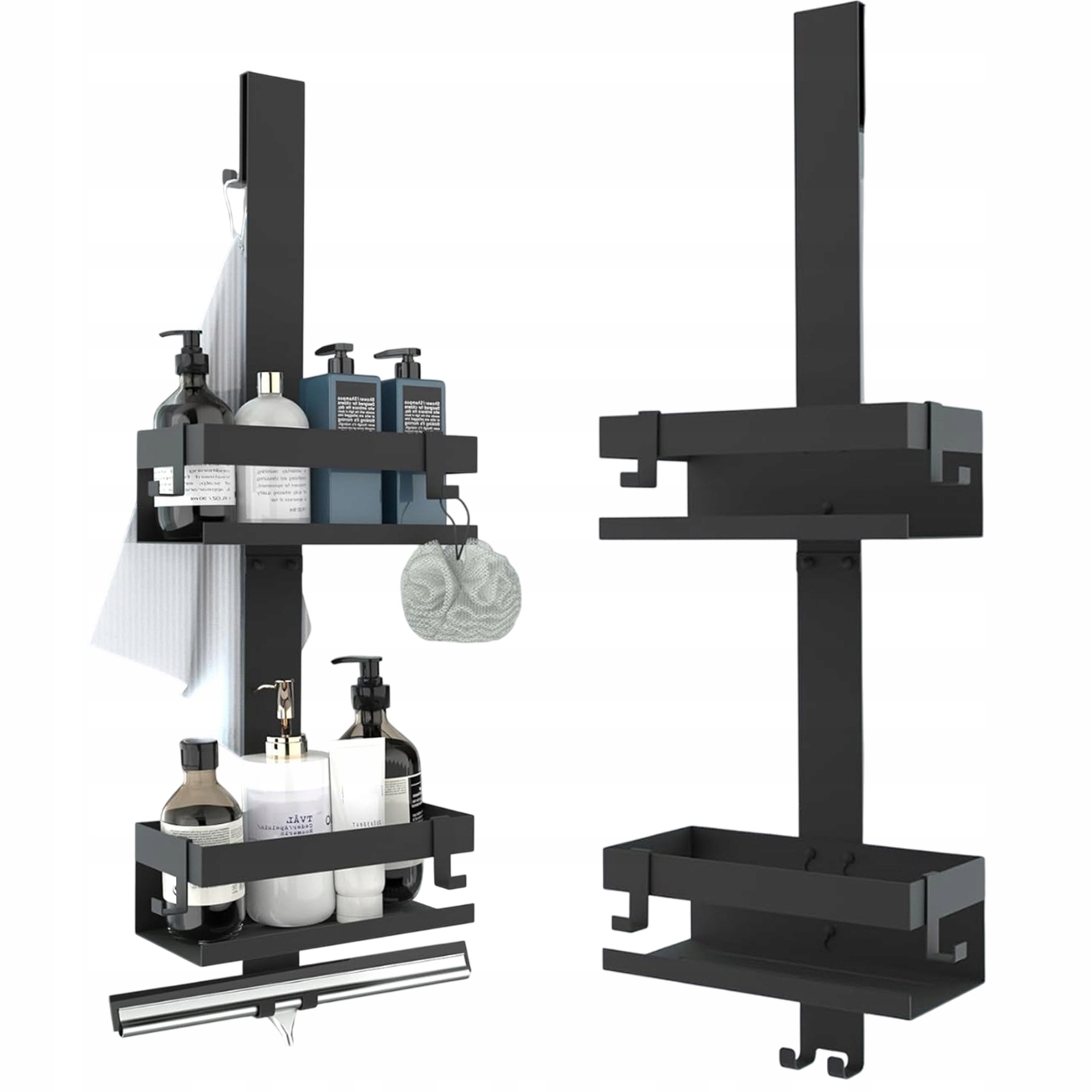 Sprchová Polička K Zavěšení, Regál Bez Vrtání, Závěsná, Loftová Barva, Černá