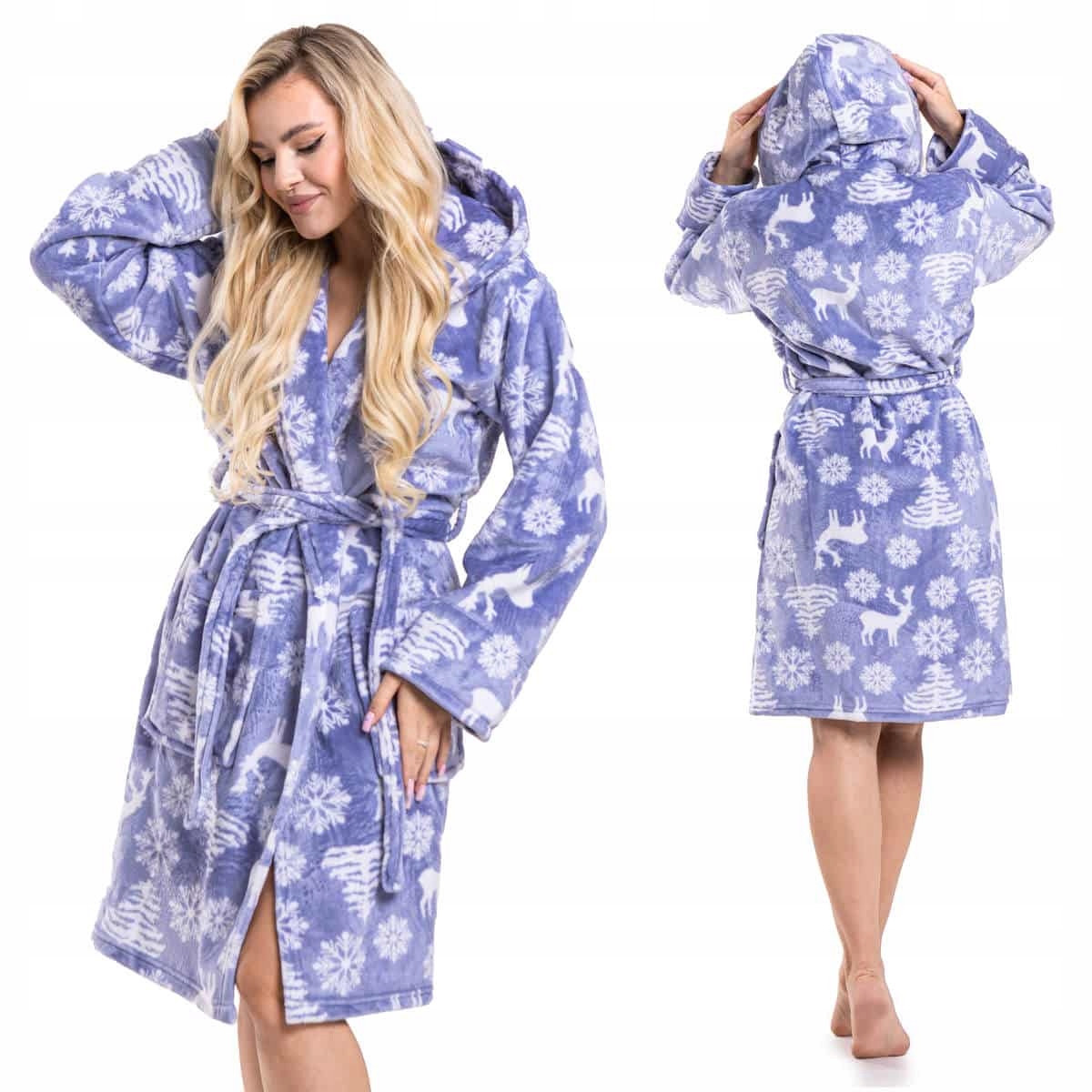 

Puchaty ciepły szlafrok z kapturem L/XL Renifer-gw