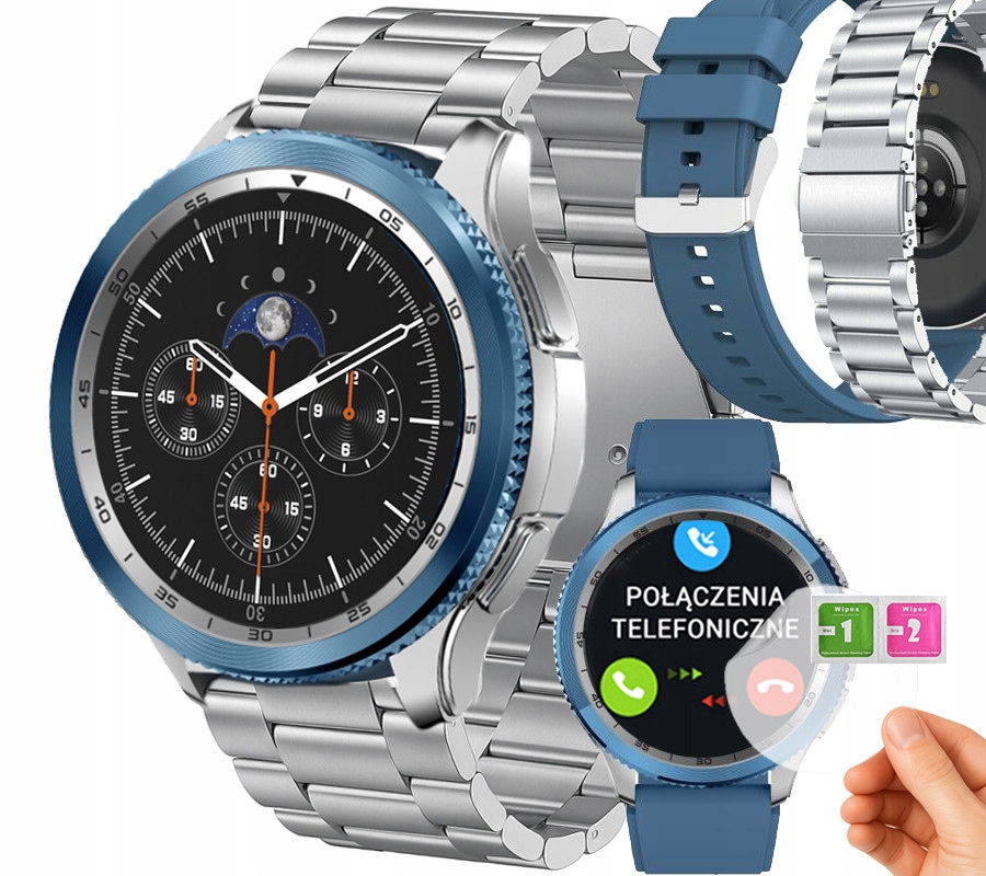 Smartwatch męski srebrny Amoled Bluetooth, bateria 300mAh! Limited