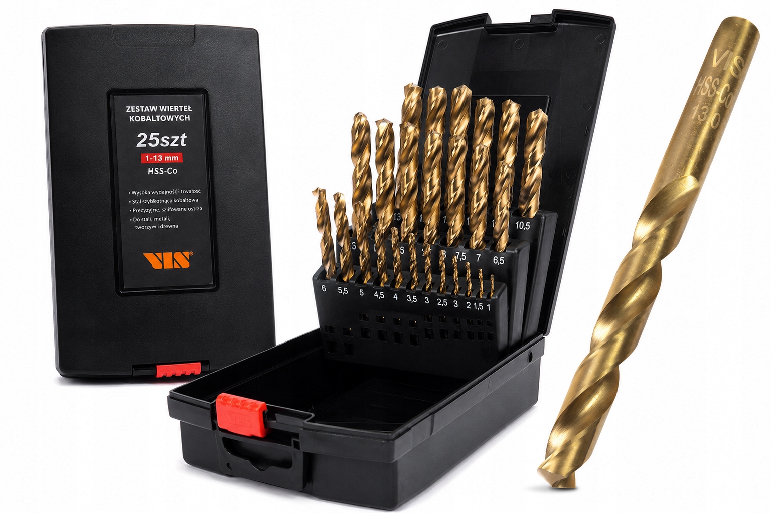 Zestaw Wierteł Kobaltowych Do Metalu Stali 25szt 1-13mm Vis Hss-e HSS-Co