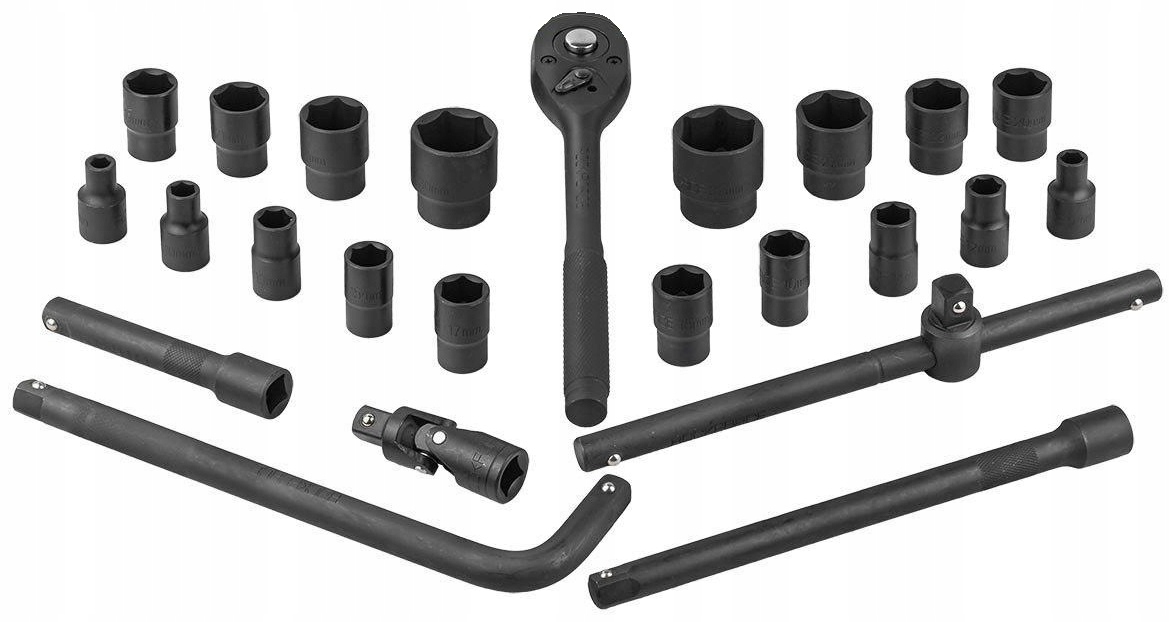 KLUCZE NASADOWE NASADKI GRZECHOTKA ZESTAW 1/2" 24EL 8-32MM WALIZKA METALOWA Stan opakowania oryginalne