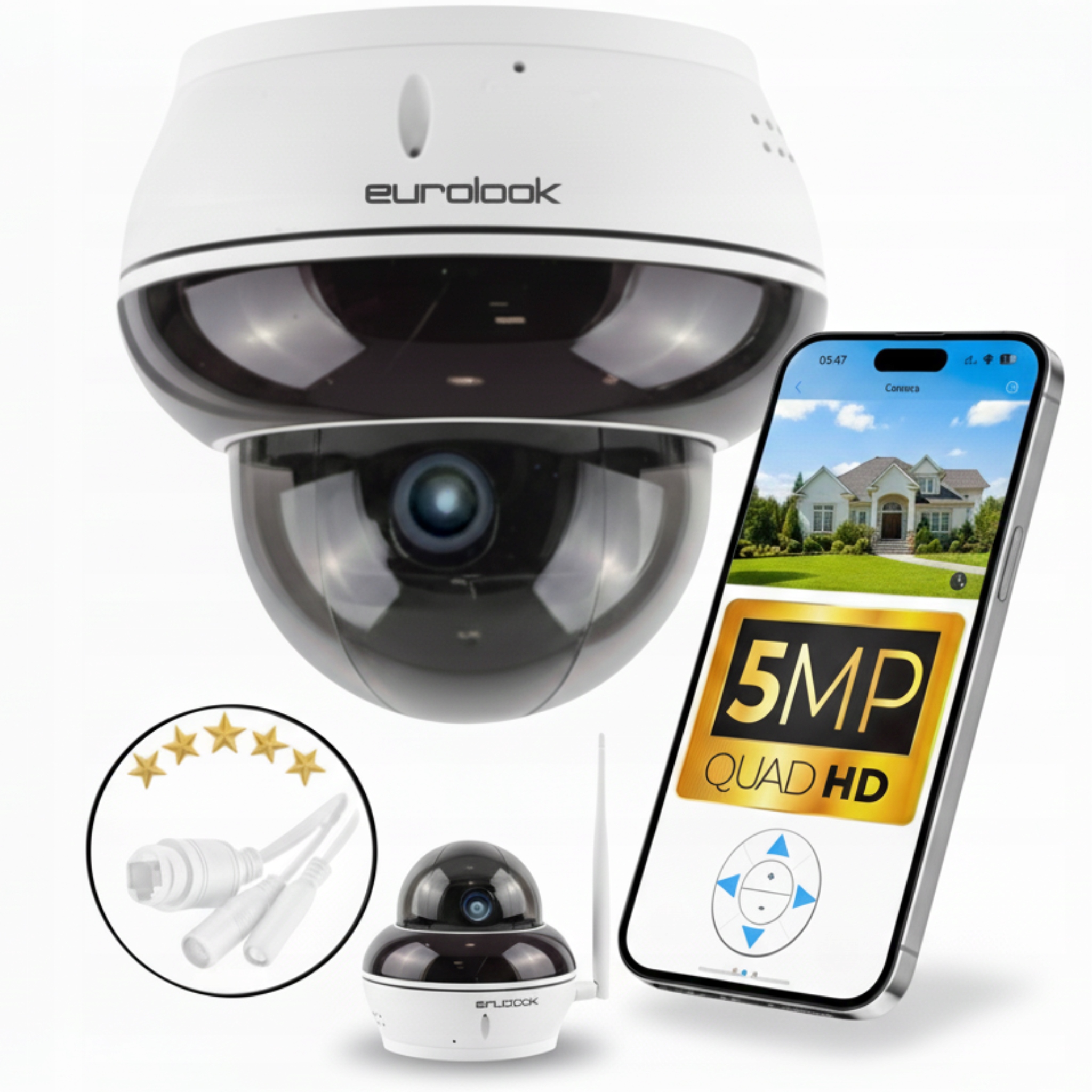 Ip kamera WiFi Venkovní otočná kopule 5MPx Audio Sledování Zoom x10