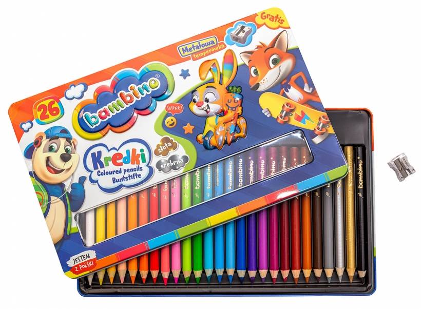 

Bambino Grube Kredki W Metalowym Pudełku 26