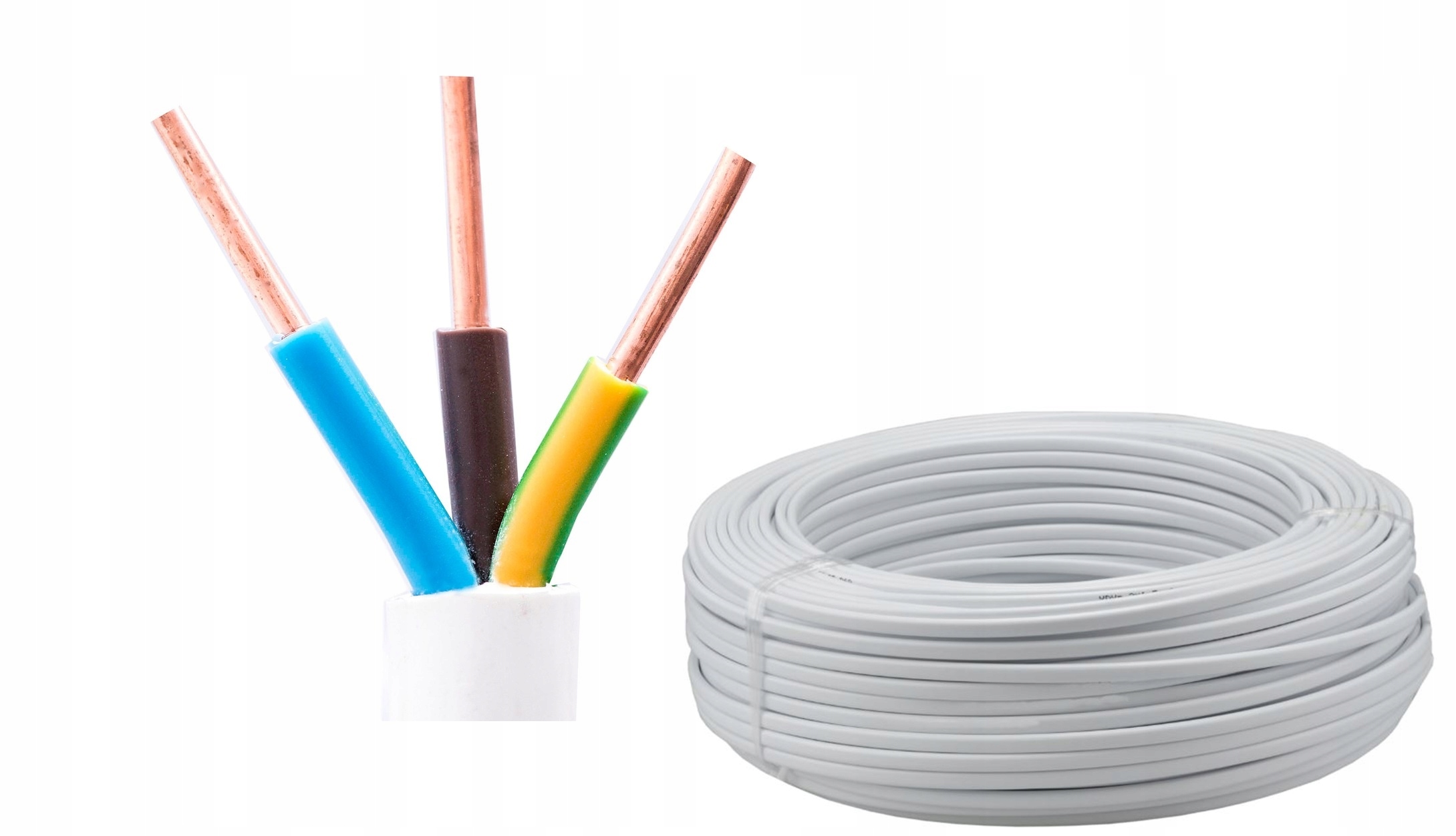 Inštalačný kábel Ydy 3X1,5 450/750V okrúhly drôt biely Elpar 100 Metrov