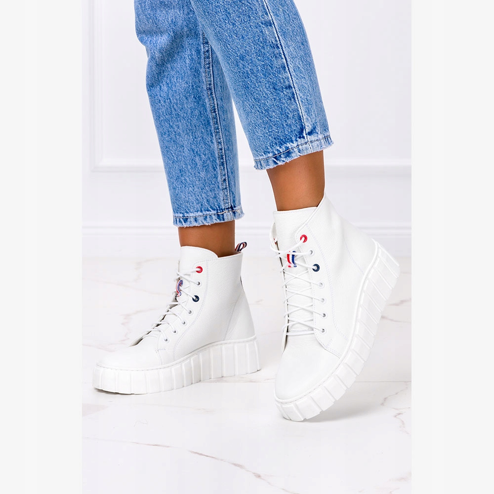 CREEPERSY ZA KOSTKĘ SKÓRZANE DAMSKIE BIAŁE PL 41 Marka Casu