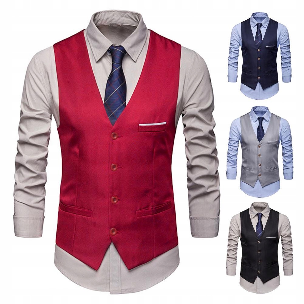 Men Formal Vest Men Suit Vest Elegant Men's Formal Rozmiar S
