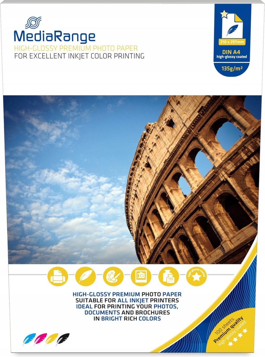 

Papier Mediarange Photo Glossy A4 100ark 135 g/m²