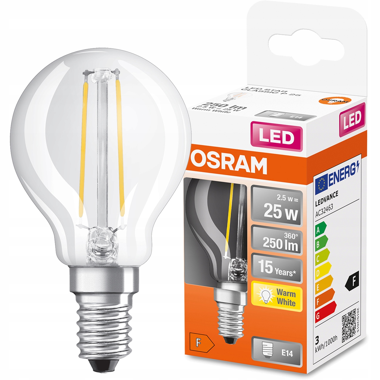 

Żarówka Led Mała Kulka E14 2,5W 25W 2700K Osram