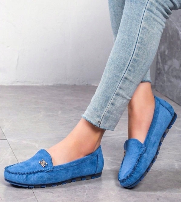 BALERINY MOKASYNY DAMSKIE CYRKONIE NIEBIESKIE 38 Model GS13 KHAKI