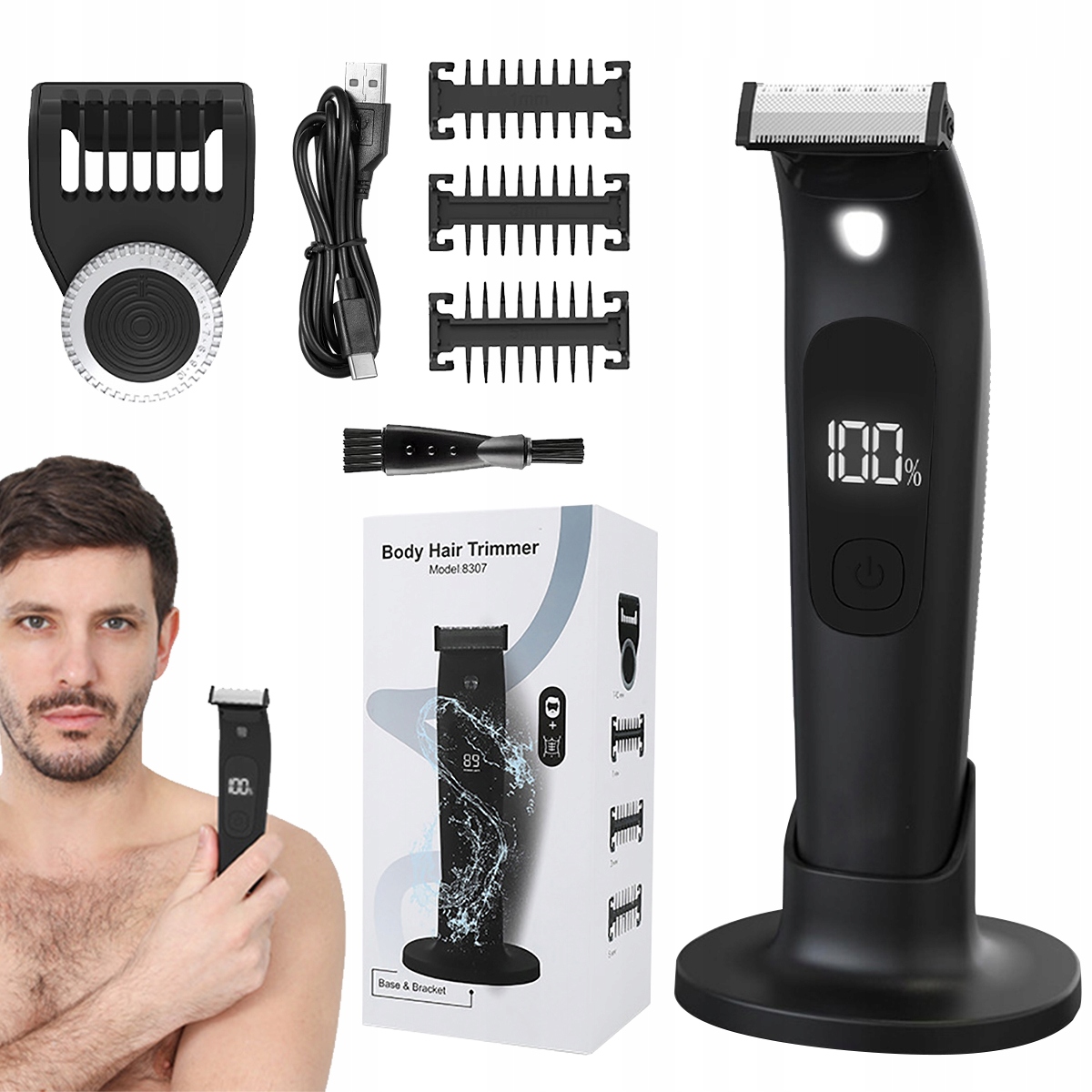 Vodotěsný Holicí Strojek Pro Zastřihovač Holení Těla Intimních Partií S Led