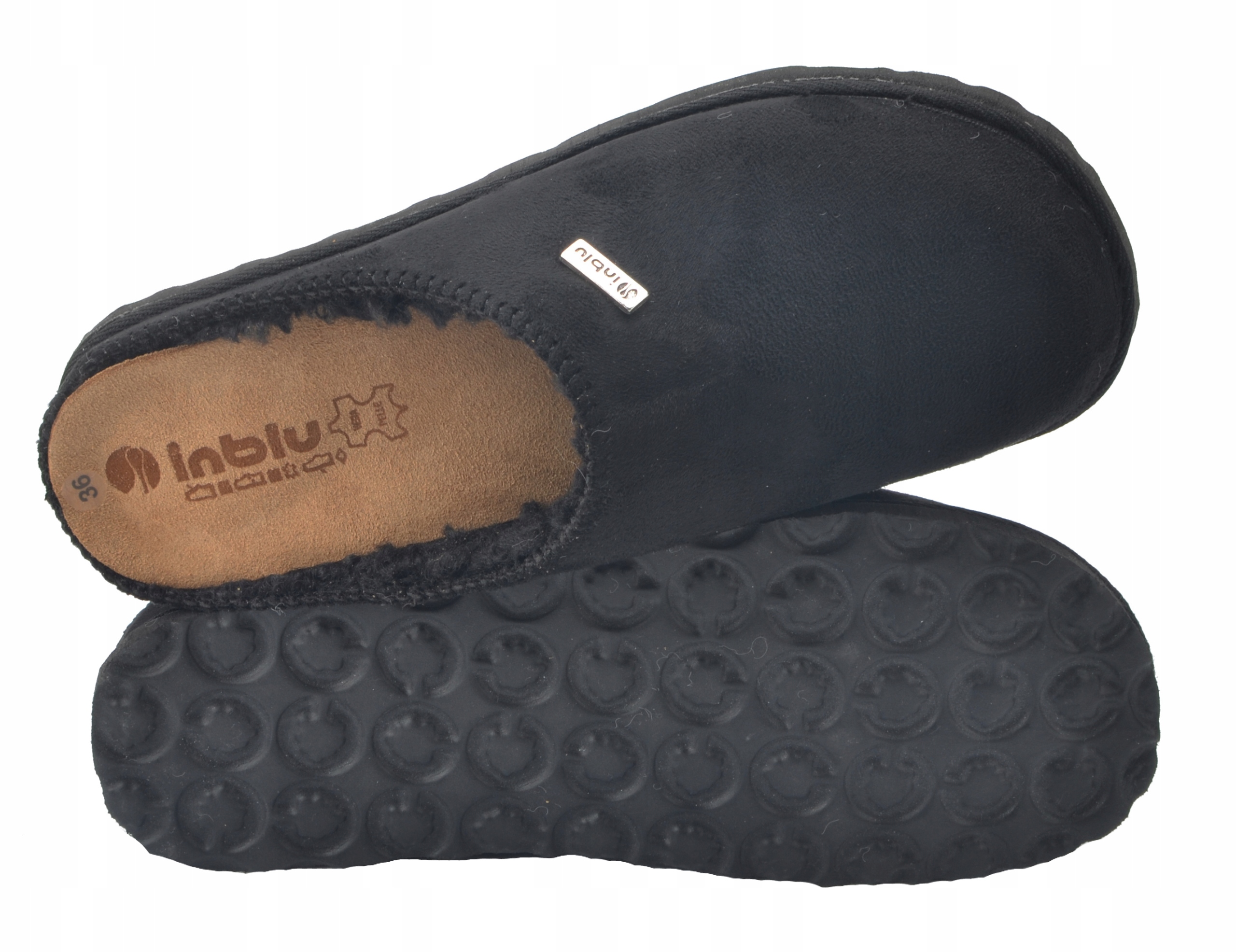 INBLU KAPCIE FUTRO KLAPKI DAMSKIE CS34 BAMBOSZE 38 Ocieplenie nie