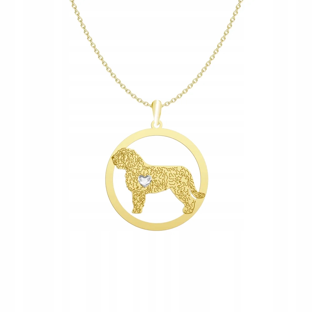 Zlatý náhrdelník 925 se psem Španělský pes Dárek Žena Gravírování