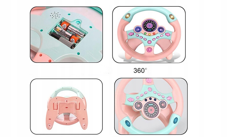 INTERAKTYWNA KIEROWNICA RÓŻOWA Z PODSTAWKĄ DŹWIĘKI SYMULATOR Z PRZYSSAWKAMI Rodzaj pojazdu symulator jazdy