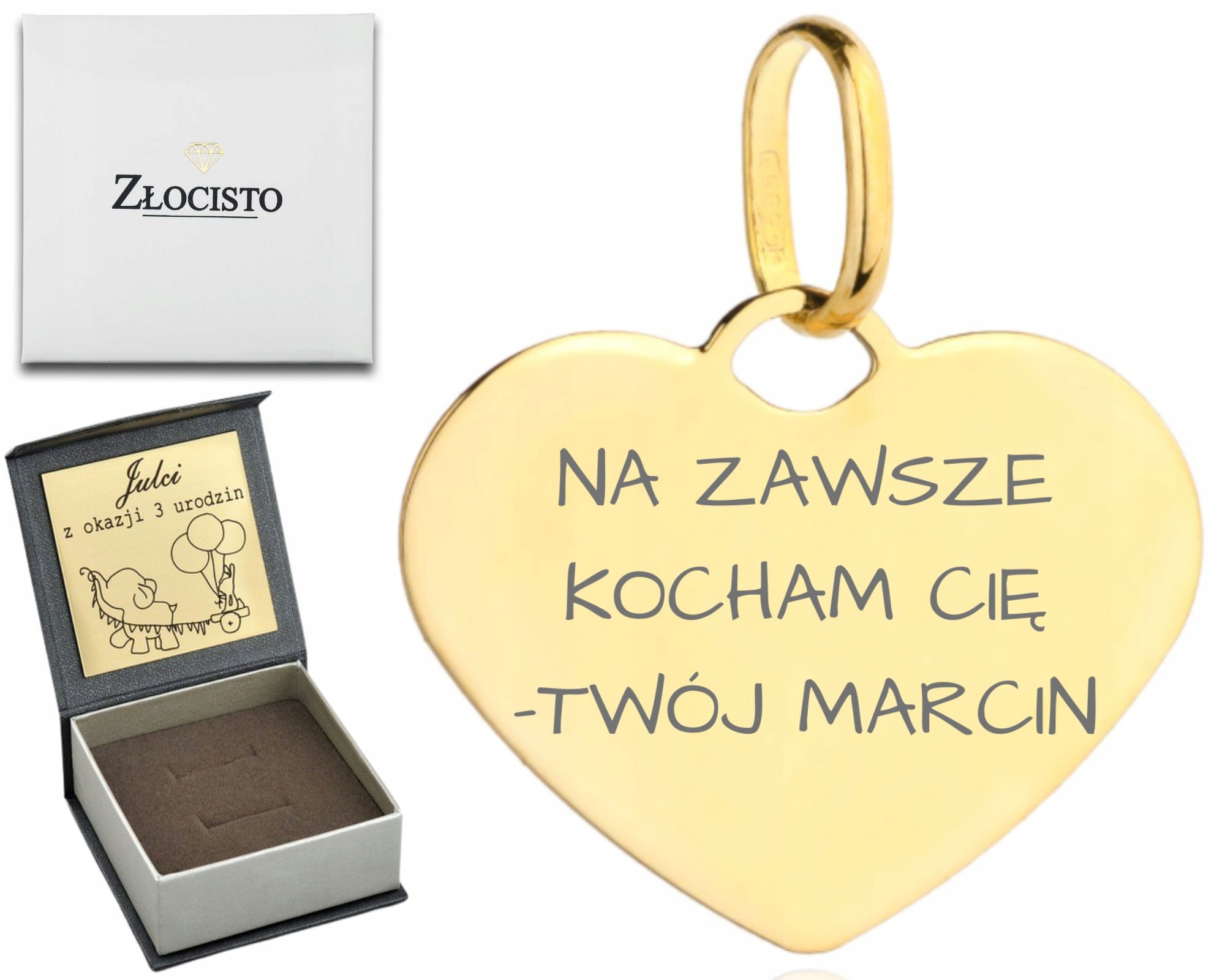 Zlatý přívěsek Přívěsek Hladké srdce pod Gravírování Zlato 585 Den Žen