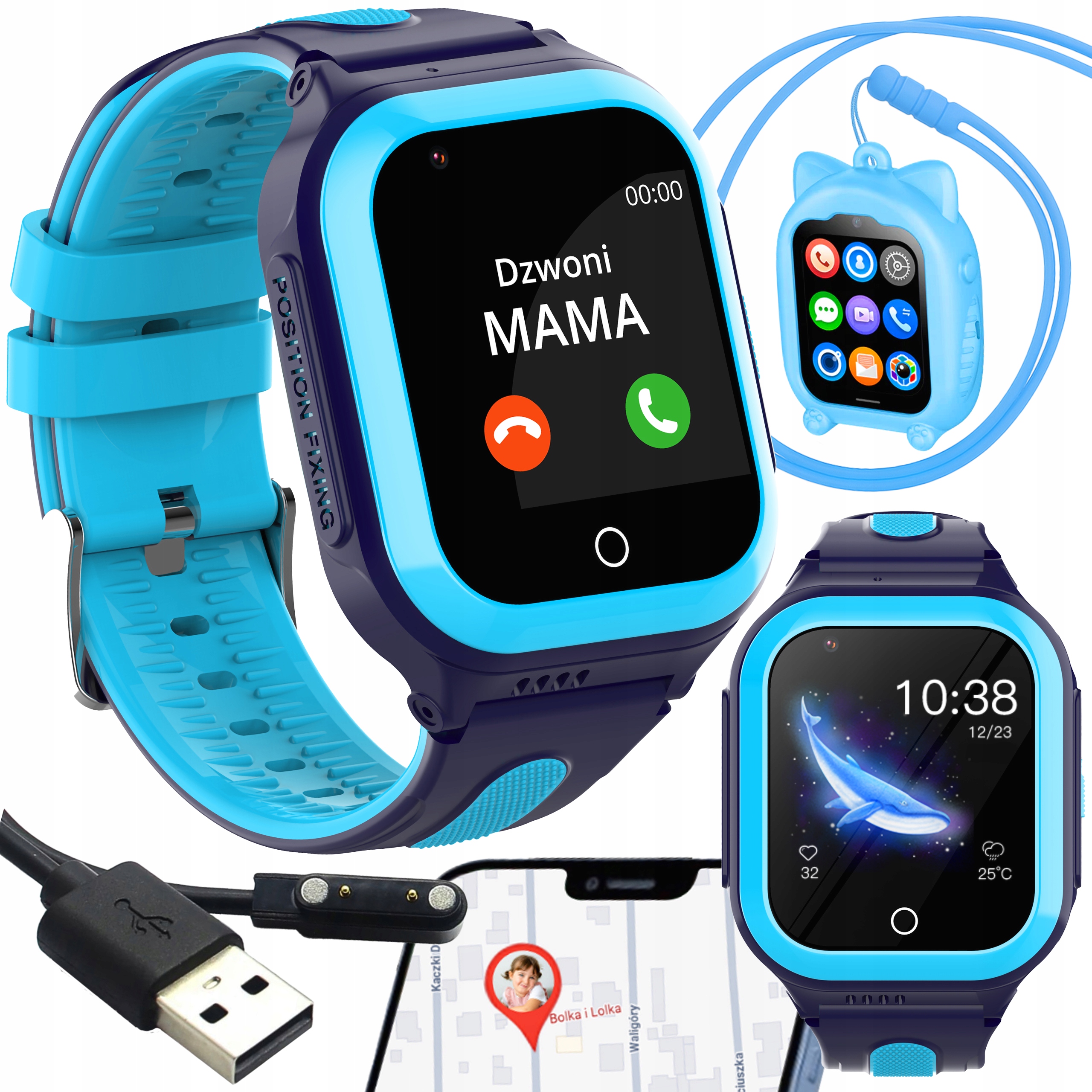 Smartwatch Hodinky Pre Deti Lokalizácia Gps Sms Hovory Hry 8GB Modrá