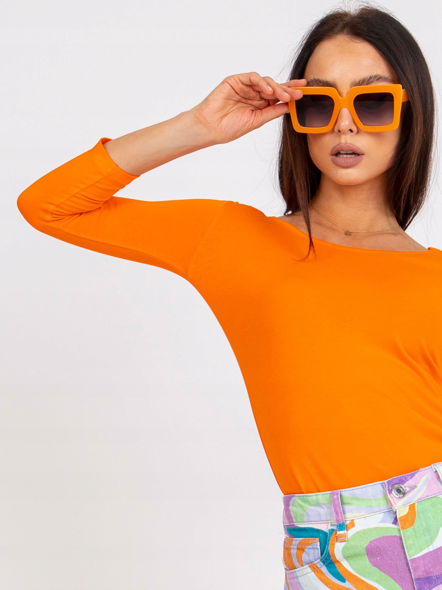 Pomarańczowa BLUZKA DAMSKA bawełniana MIĘKKA Rozmiar L