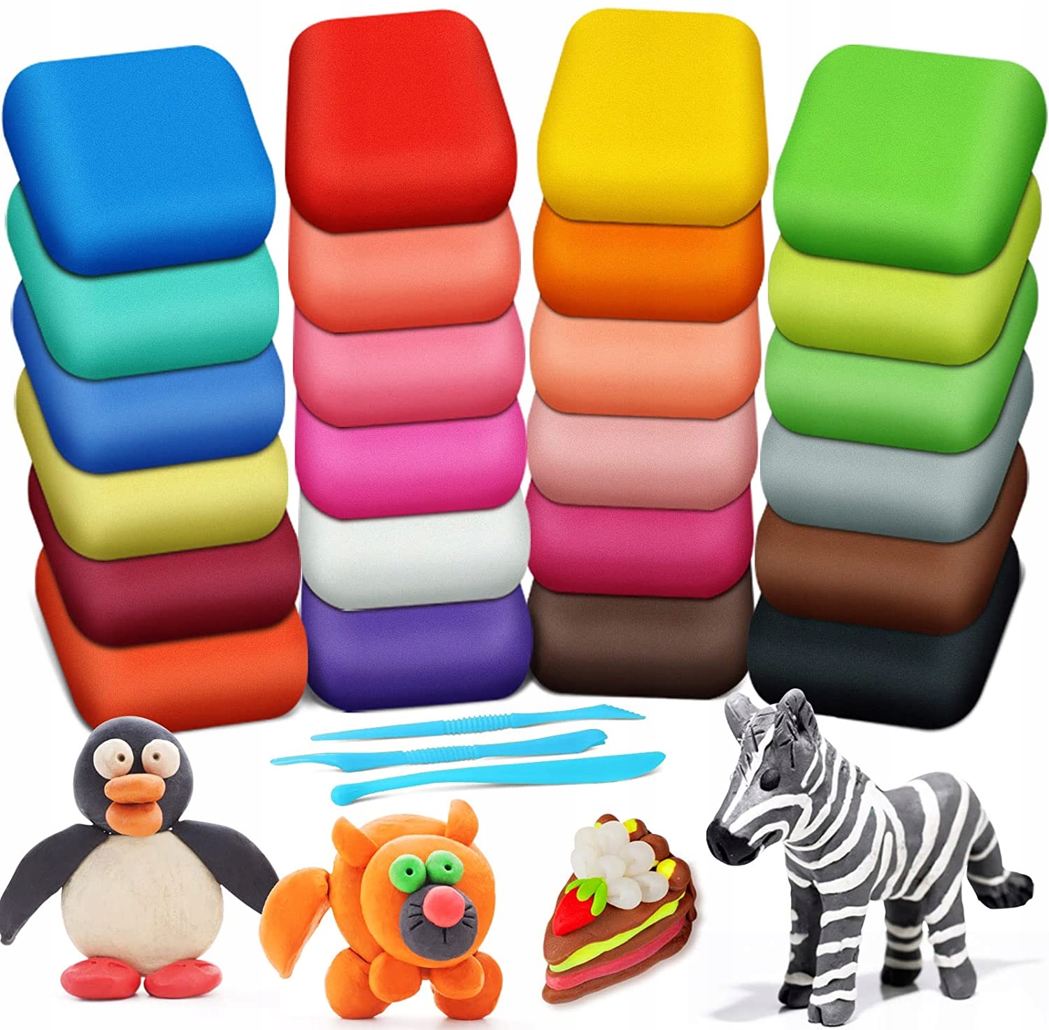 PIANKOLINA Polimerowa Glina Plastelina 36 sztuk Zestaw + Akcesoria Modelina Głębokość produktu 2.5 cm