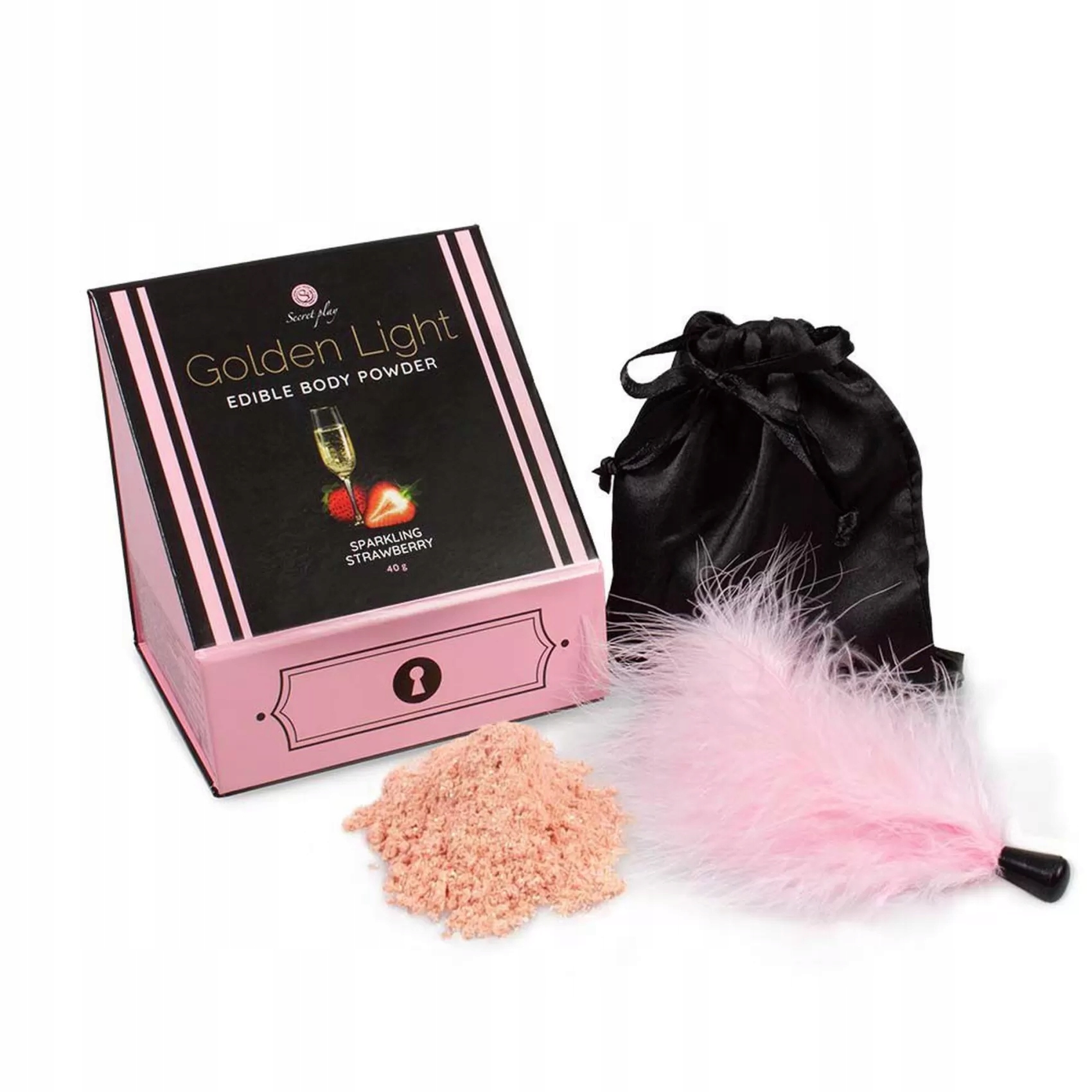 Sparkling Strawberry Edible Powder & Feather Tickler KIT Cod