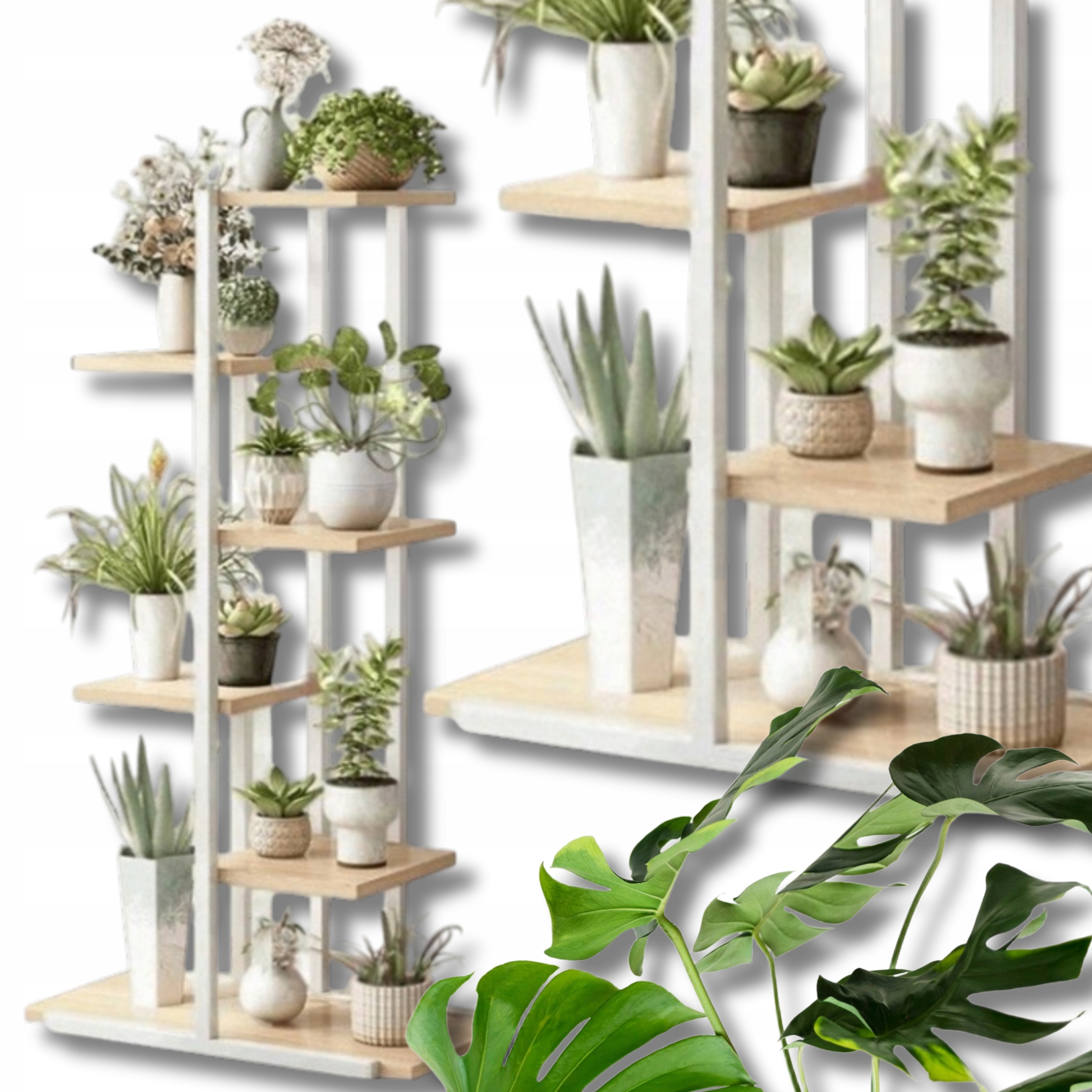 Držák Na Květináč Stojan Univerzální Regál Na Květiny 6 Polic Ocelový Bílý Vysoký