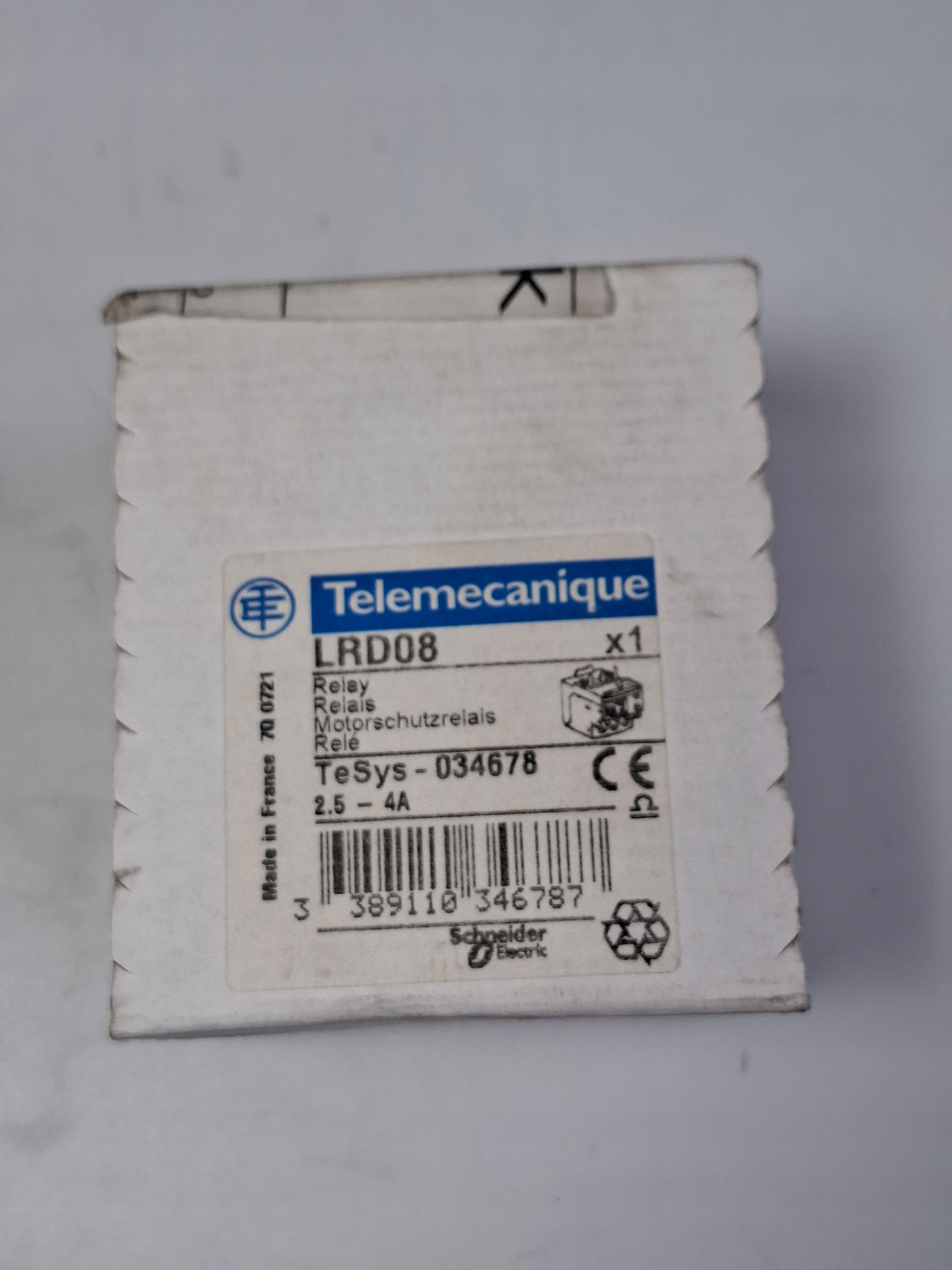 Relé Telemecanique LRD08 690 V IP20 2,5 – 4 A