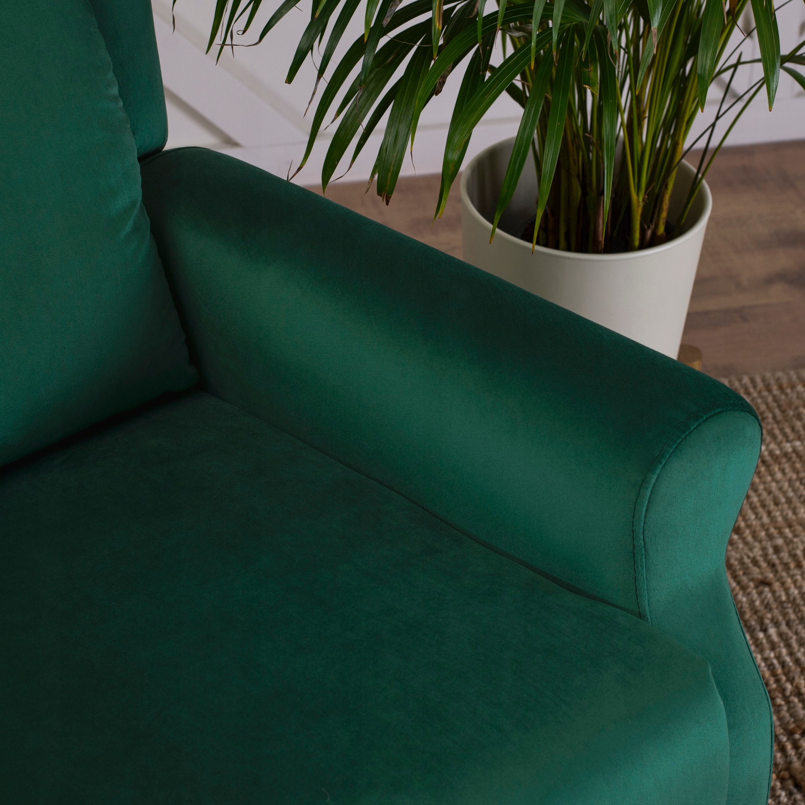 Fotel Wypoczynkowy Rozkładany Uszak Do Salonu Loft Welurowy Zielony SIMON Szerokość mebla 75 cm