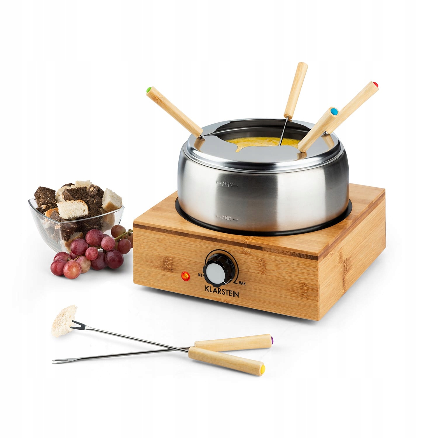 Elektryczny Zestaw Do Fondue Klarstein 800W Garnek Stal Szlachetna Drewno