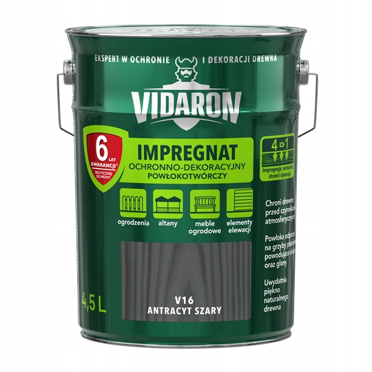 Vidaron Impregnat dekoracyjny 4.5L Antracyt Szary