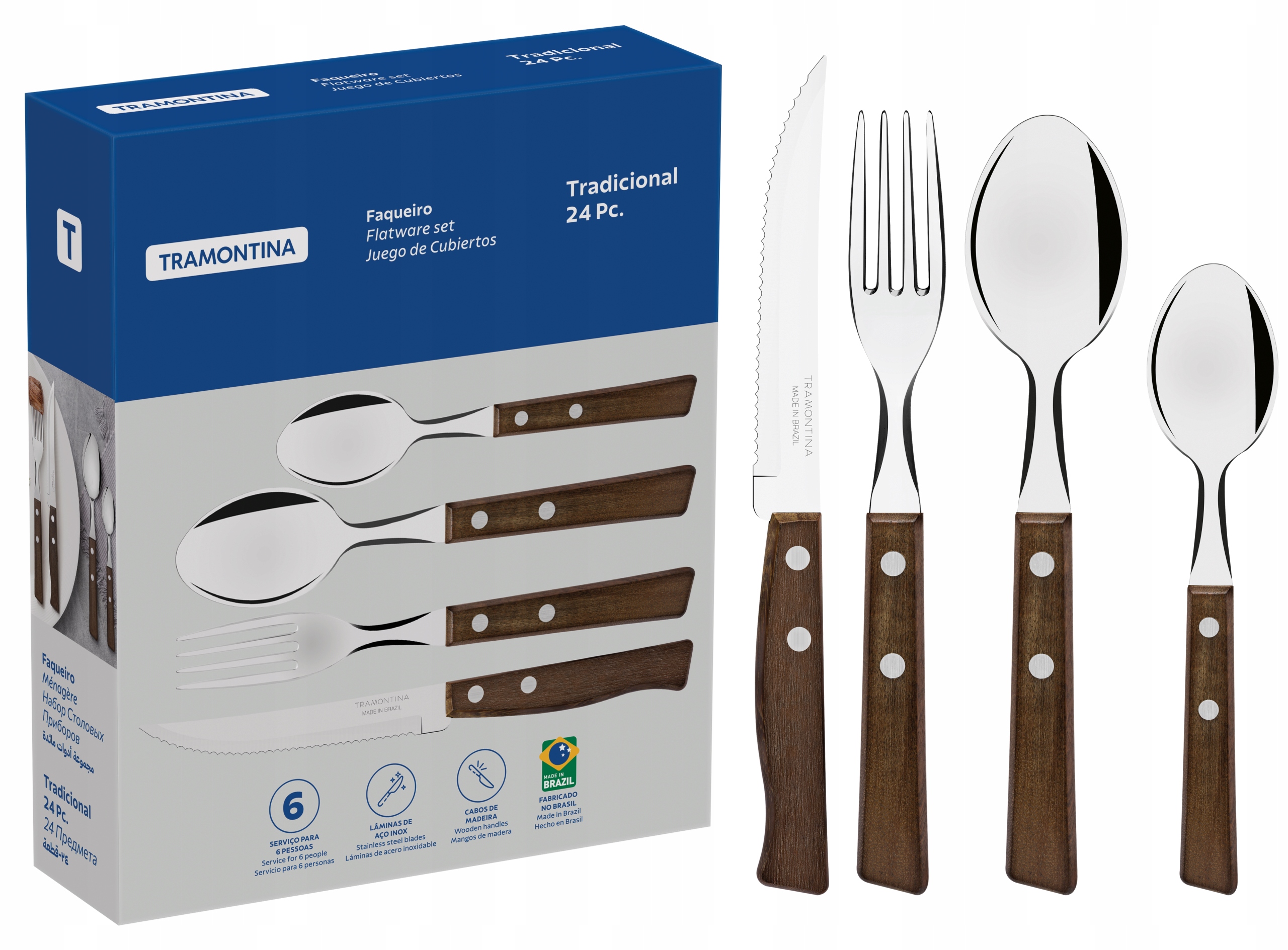 

Tramontina 24 Sztućce drewniana rączka Tradicional