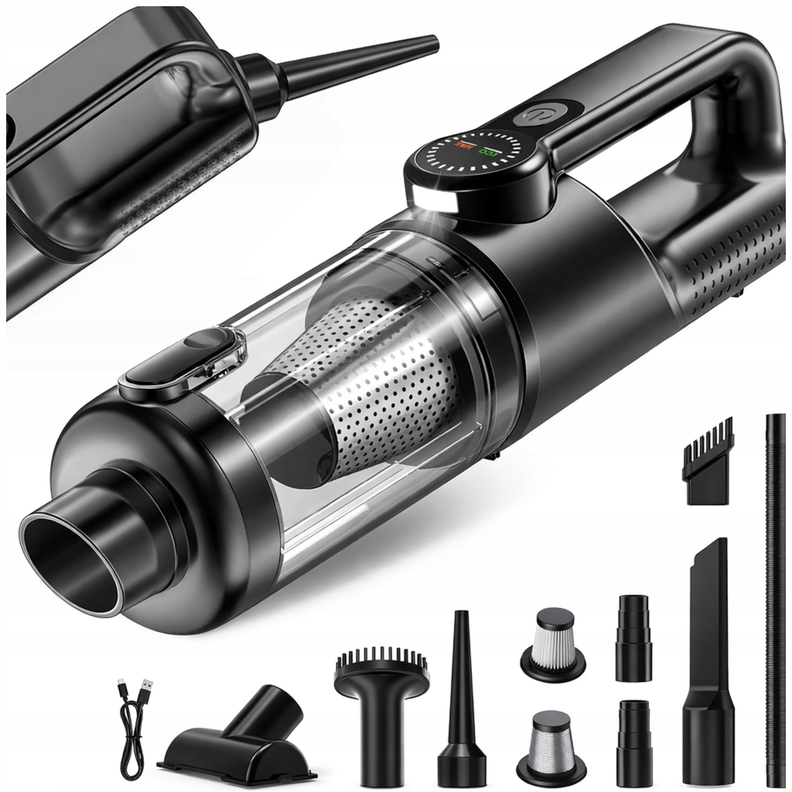 Odkurzacz Ręczny Bezpzewodowy Samochodowy Mocny 17000PA Usb C