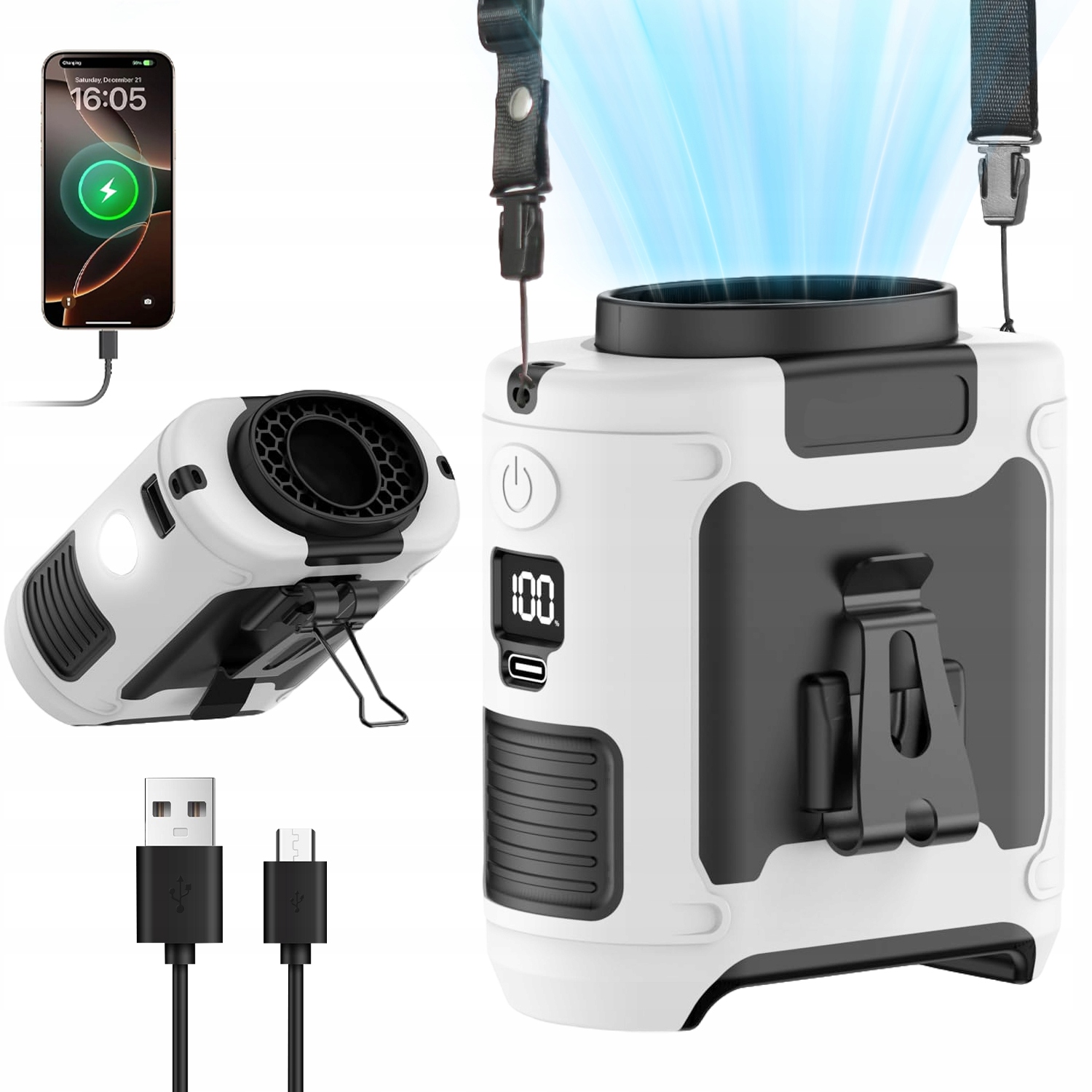 Mini Ventilátor S Akumulátorem 8000 Mah A Páskem Na Krk