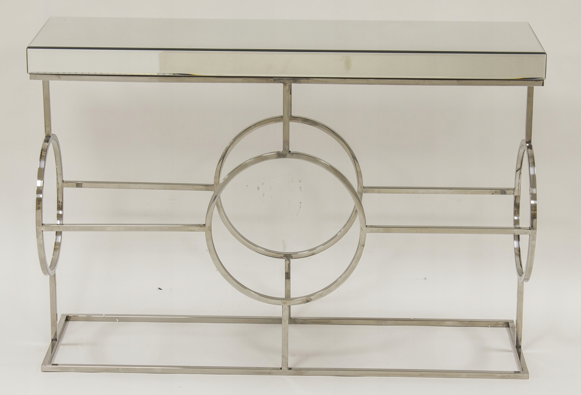 Lustrzana elegancka konsola stolik chrom metal Wysokość mebla 81 cm