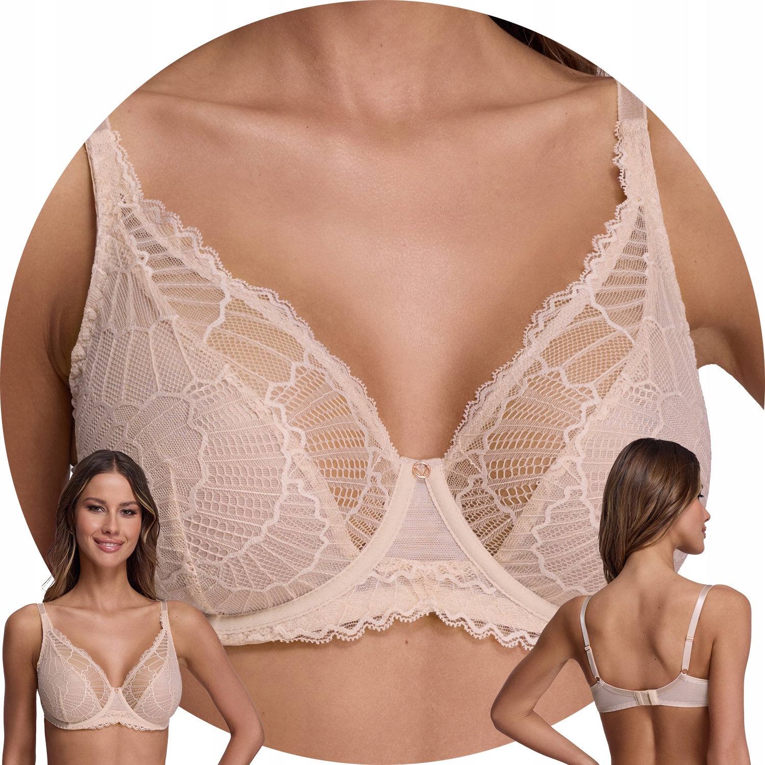 Ava 2200 Delight béžová krajka Měkká podprsenka 95B Soft