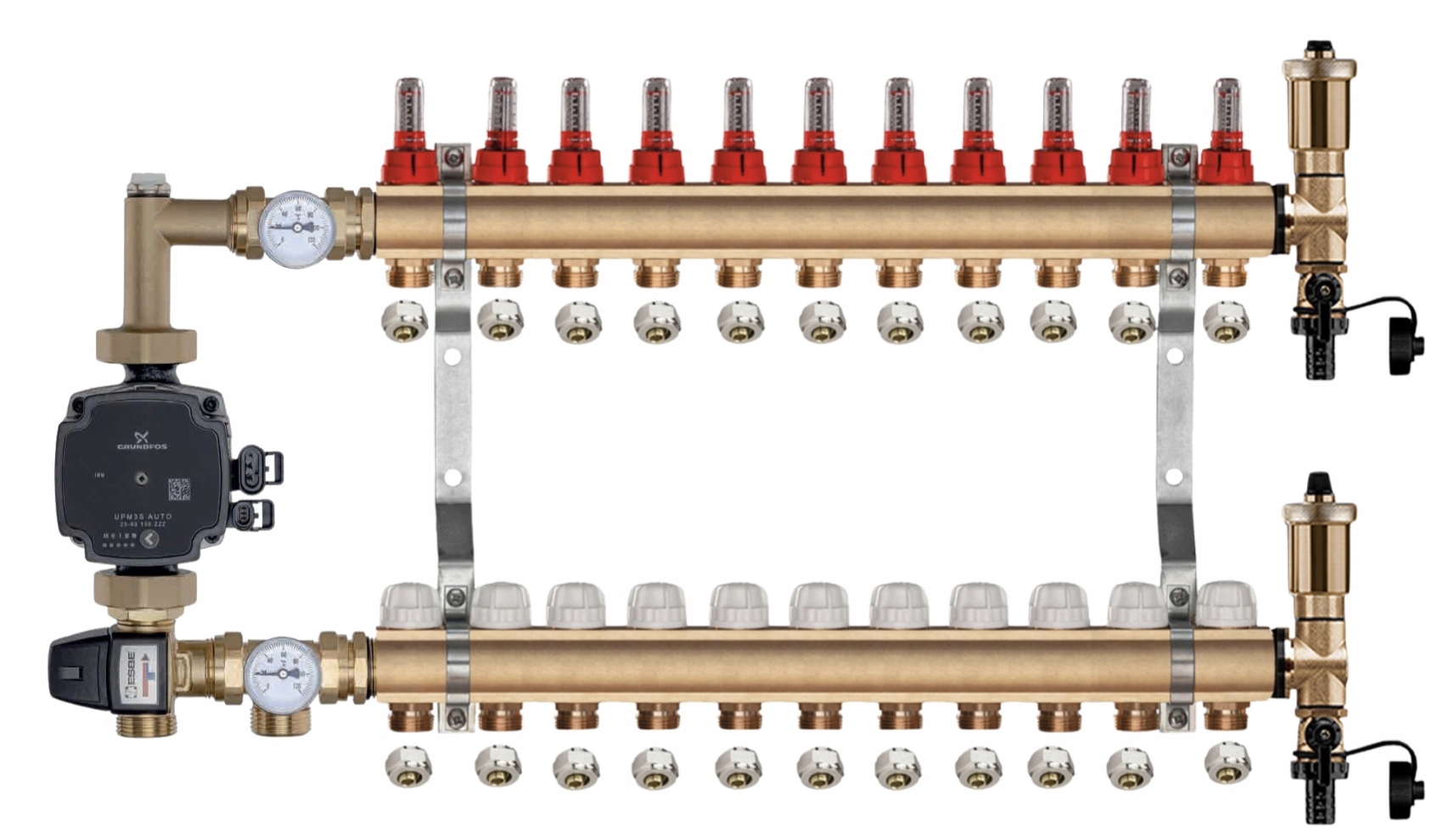 Mosazný Rozdělovač Podlahovky 11 Čerpací Skupina Grundfos Pex Spojky